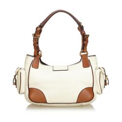 Pre Owned Prada White/Brown Leather Satchel