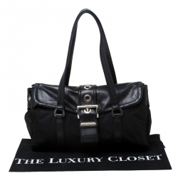 Pre Owned Prada Black Nylon and Leather Satchel