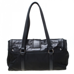 Pre Owned Prada Black Nylon and Leather Satchel