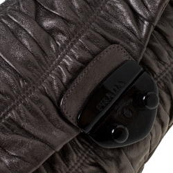 Pre Owned Prada Bronze Leather Gaufre Chain Shoulder Bag