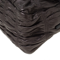 Pre Owned Prada Bronze Leather Gaufre Chain Shoulder Bag