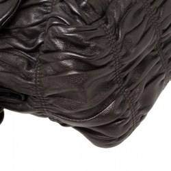 Pre Owned Prada Bronze Leather Gaufre Chain Shoulder Bag