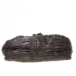 Pre Owned Prada Bronze Leather Gaufre Chain Shoulder Bag