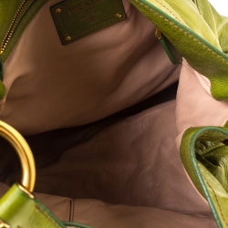 Pre Owned Prada Lime Green Vitello Shine Leather Nocciolo Hobo