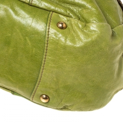 Pre Owned Prada Lime Green Vitello Shine Leather Nocciolo Hobo