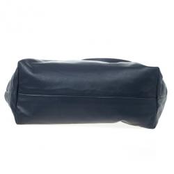 Pre Owned Prada Navy Calf Skin Zipper Tote