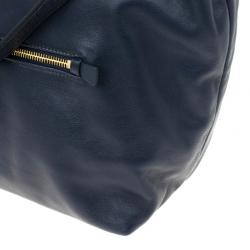 Pre Owned Prada Navy Calf Skin Zipper Tote