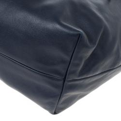 Pre Owned Prada Navy Calf Skin Zipper Tote