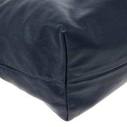 Pre Owned Prada Navy Calf Skin Zipper Tote