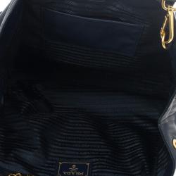Pre Owned Prada Navy Calf Skin Zipper Tote