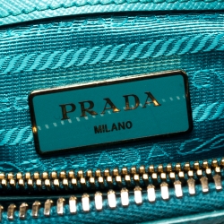 Pre Owned Prada Turquoise Saffiano Lux Leather Small Promenade Crossbody Bag