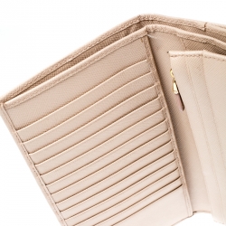 Pre Owned Prada Beige Saffiano Leather Long Flap Wallet