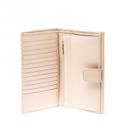 Pre Owned Prada Beige Saffiano Leather Long Flap Wallet