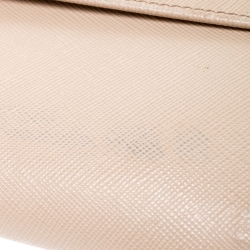 Pre Owned Prada Beige Saffiano Leather Long Flap Wallet