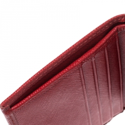 Pre Owned Prada Red Saffiano Lux Leather Bifold Wallet