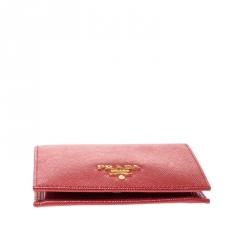 Pre Owned Prada Red Saffiano Lux Leather Bifold Wallet