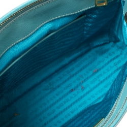 Pre Owned Prada Mint Green Saffiano Lux Leather Mini Double Zip Tote