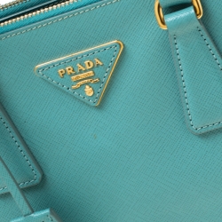 Pre Owned Prada Mint Green Saffiano Lux Leather Mini Double Zip Tote