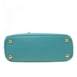 Pre Owned Prada Mint Green Saffiano Lux Leather Mini Double Zip Tote