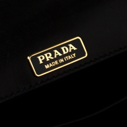 Pre Owned Prada Black Leather Cahier Shoulder Bag       