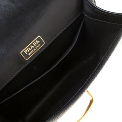 Pre Owned Prada Black Leather Cahier Shoulder Bag       