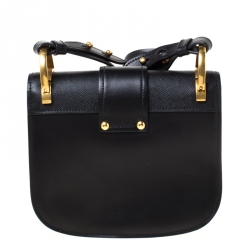 Pre Owned Prada Black Leather Cahier Shoulder Bag       
