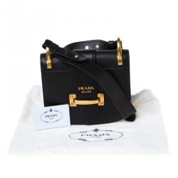 Pre Owned Prada Black Leather Cahier Shoulder Bag       