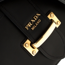 Pre Owned Prada Black Leather Cahier Shoulder Bag       