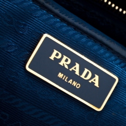 Pre Owned Prada Blue Saffiano Patent Leather Parabole Tote
