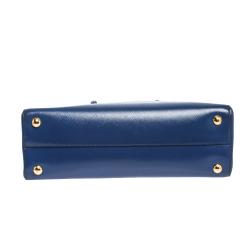 Pre Owned Prada Blue Saffiano Patent Leather Parabole Tote