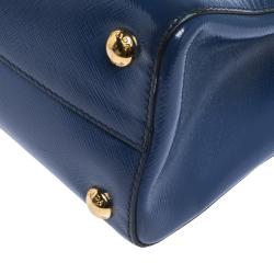 Pre Owned Prada Blue Saffiano Patent Leather Parabole Tote