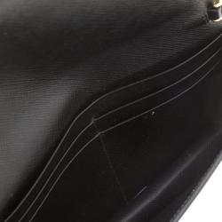 Pre Owned Prada Saffiano Metal Leather Full Metal Flap Bar Wallet on Chain