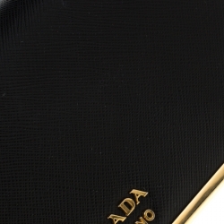 Pre Owned Prada Saffiano Metal Leather Full Metal Flap Bar Wallet on Chain