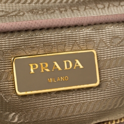 Pre Owned Prada Nude Saffiano Lux Leather Large Double Zip Tote