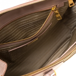 Pre Owned Prada Nude Saffiano Lux Leather Large Double Zip Tote