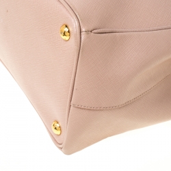 Pre Owned Prada Nude Saffiano Lux Leather Large Double Zip Tote