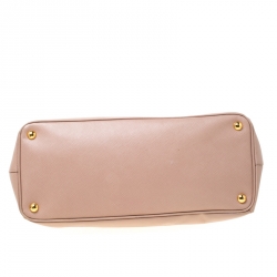 Pre Owned Prada Nude Saffiano Lux Leather Large Double Zip Tote