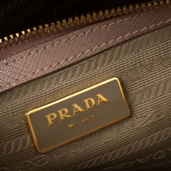 Pre Owned Prada Nude Saffiano Lux Leather Small Double Zip Tote