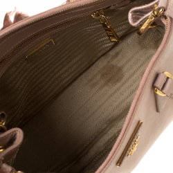 Pre Owned Prada Nude Saffiano Lux Leather Small Double Zip Tote