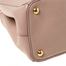 Pre Owned Prada Nude Saffiano Lux Leather Small Double Zip Tote