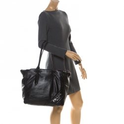 Prada Black Soft Leather Padded Shopper Tote 