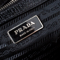 Pre Owned Prada Black Canvas and Leather Trim Bowler Bag