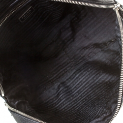 Pre Owned Prada Black Canvas and Leather Trim Bowler Bag