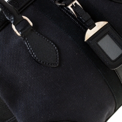 Pre Owned Prada Black Canvas and Leather Trim Bowler Bag