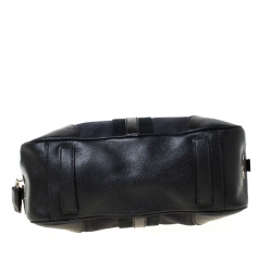 Pre Owned Prada Black Canvas and Leather Trim Bowler Bag