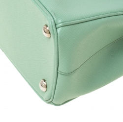 Pre Owned Prada Light Green Saffiano Lux Leather Mini Double Zip Tote