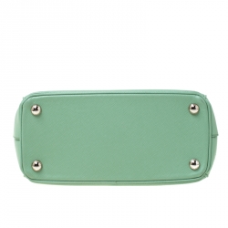 Pre Owned Prada Light Green Saffiano Lux Leather Mini Double Zip Tote