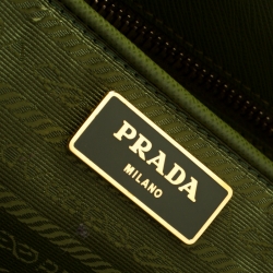Pre Owned Prada Green Saffiano Lux Leather Medium Double Zip Bag