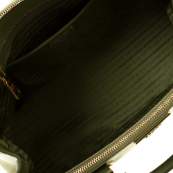 Pre Owned Prada Green Saffiano Lux Leather Medium Double Zip Bag