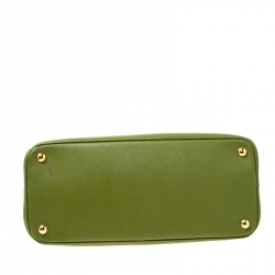 Pre Owned Prada Green Saffiano Lux Leather Medium Double Zip Bag